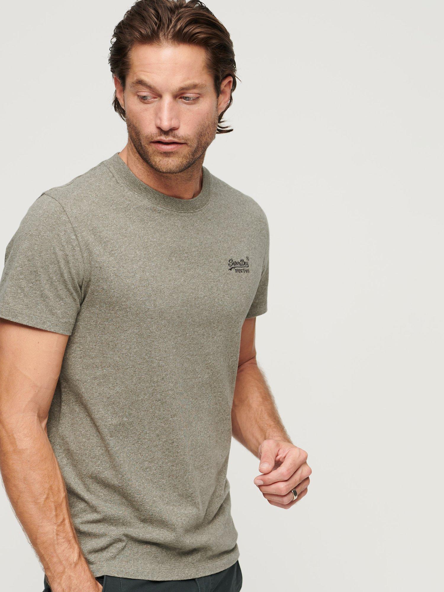 Product image 1 of 5, which shows Superdry Organic Cotton Essential Logo T-Shirt, Ash Olive Marl, S