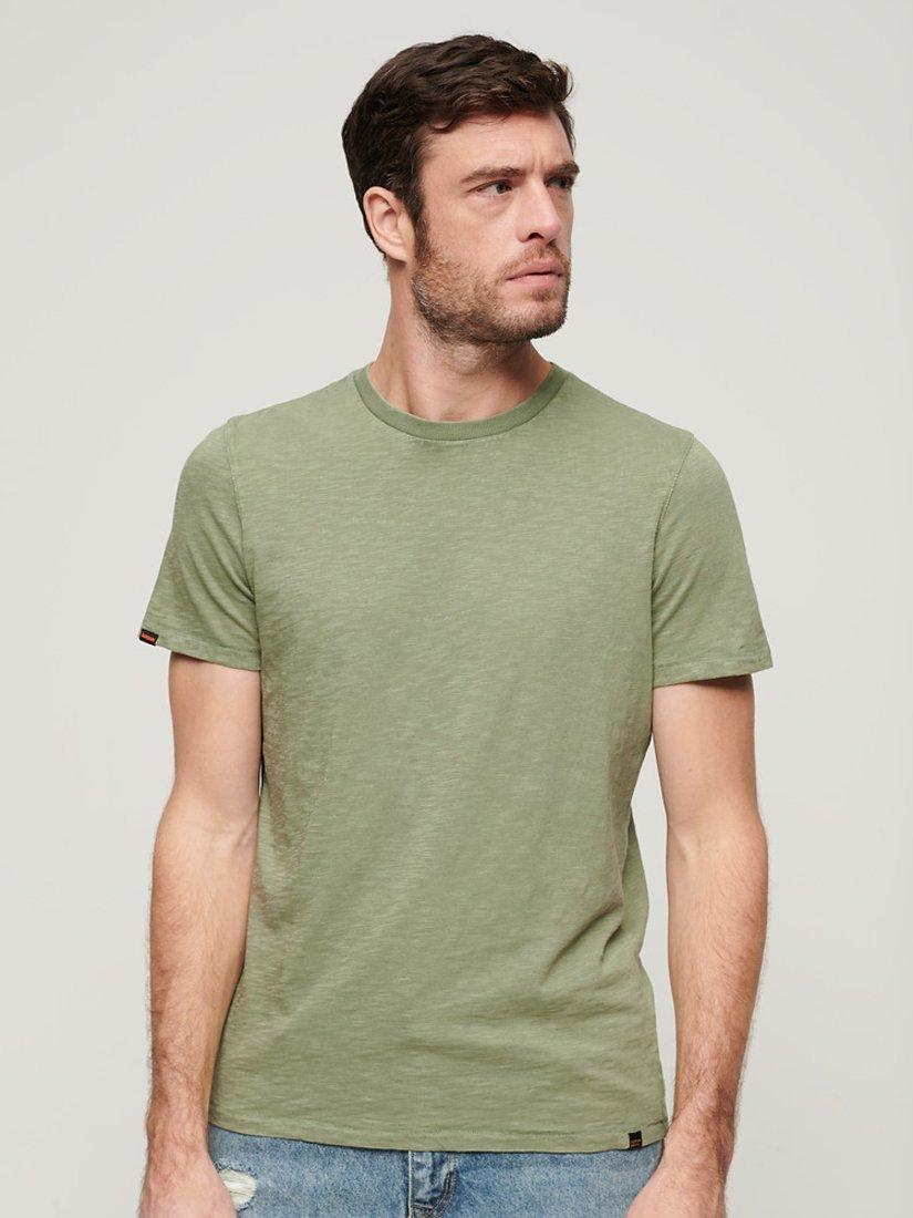 Product image 1 of 5, which shows Superdry Crew Neck Slub Short Sleeved T-Shirt, Sea Spray Green, S