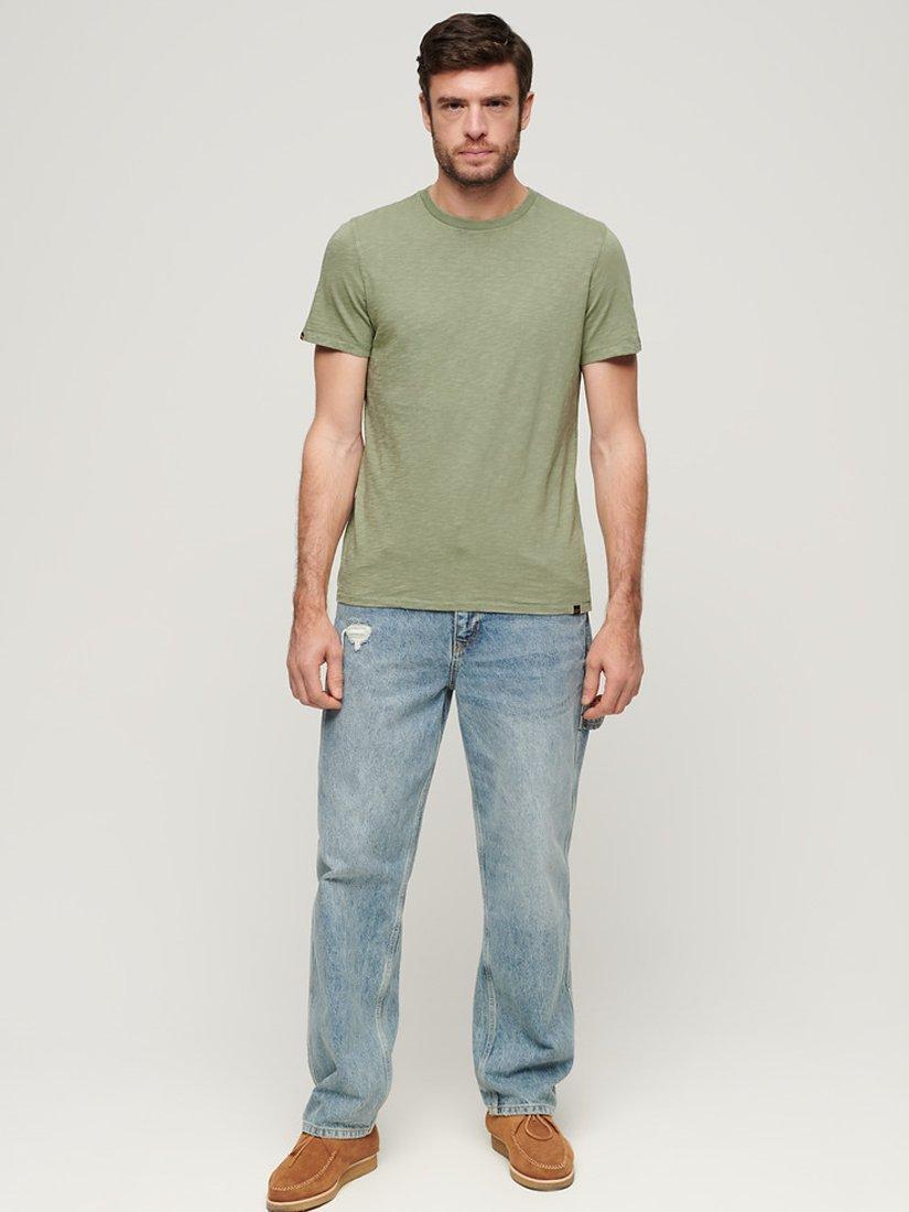 Product image 2 of 5, which shows Superdry Crew Neck Slub Short Sleeved T-Shirt, Sea Spray Green, S