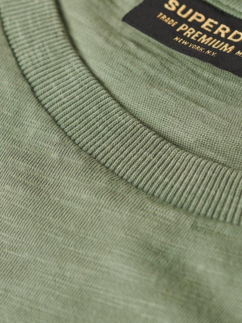 Product image 3 of 5, which shows Superdry Crew Neck Slub Short Sleeved T-Shirt, Sea Spray Green, S