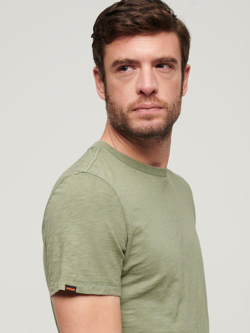 Product image 4 of 5, which shows Superdry Crew Neck Slub Short Sleeved T-Shirt, Sea Spray Green, S