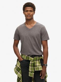 Superdry V-Neck Slub Short Sleeve T-Shirt, Dark Grey