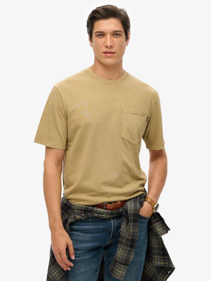 Product image 1 of 7, which shows Superdry Contrast Stitch T-Shirt, Washed Cappuccino, S