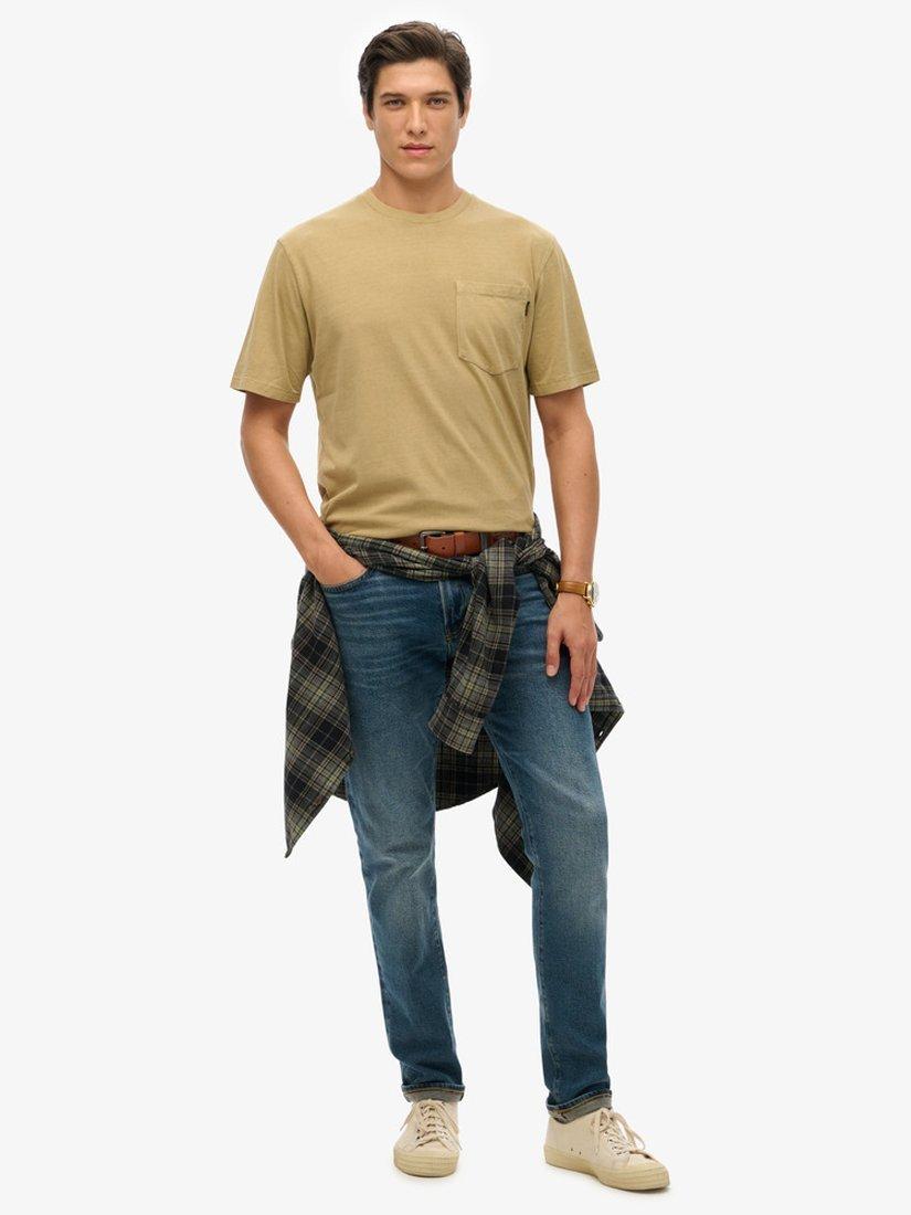 Product image 3 of 7, which shows Superdry Contrast Stitch T-Shirt, Washed Cappuccino, S