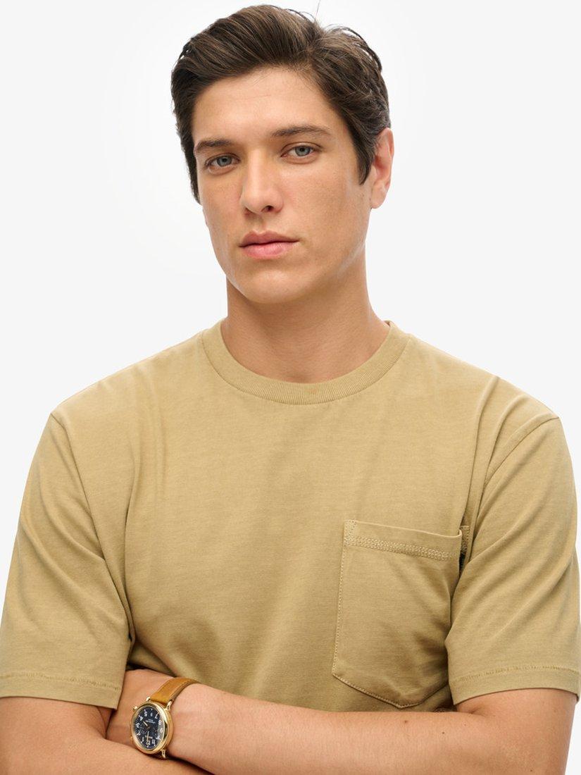 Product image 5 of 7, which shows Superdry Contrast Stitch T-Shirt, Washed Cappuccino, S