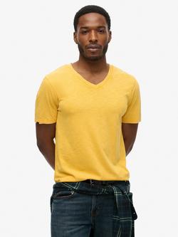 Superdry V-Neck Slub T-Shirt, Desert Ochre Yellow