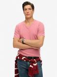 Superdry V-Neck Slub Short Sleeve T-Shirt, Mesa Rose Pink