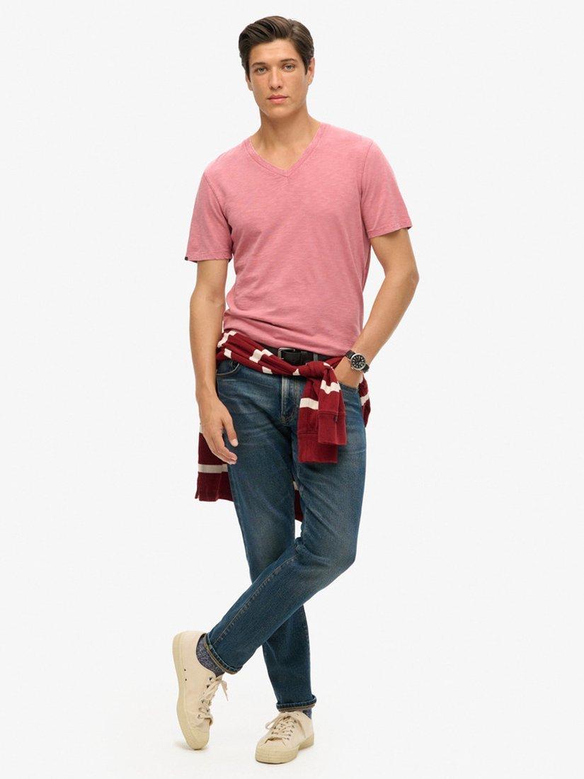 Product image 3 of 7, which shows Superdry V-Neck Slub Short Sleeve T-Shirt, Mesa Rose Pink, S