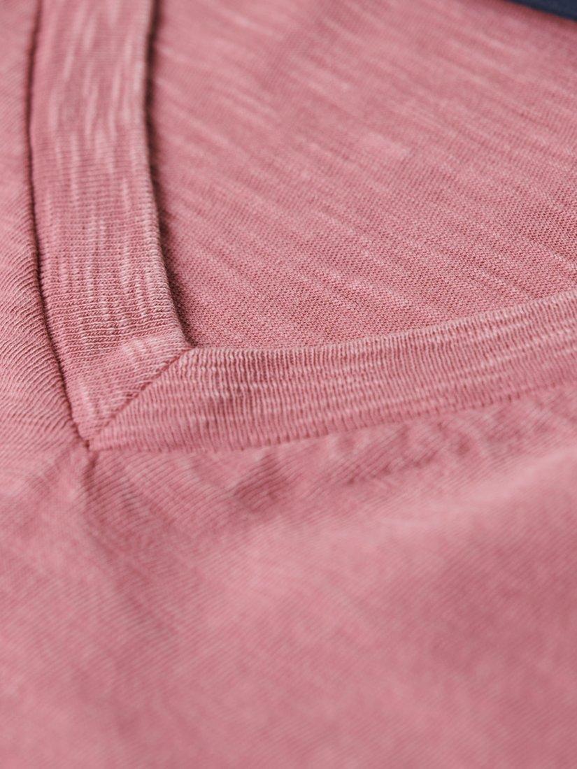 Product image 4 of 7, which shows Superdry V-Neck Slub Short Sleeve T-Shirt, Mesa Rose Pink, S
