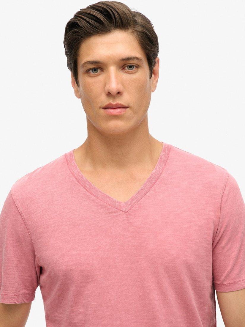 Product image 5 of 7, which shows Superdry V-Neck Slub Short Sleeve T-Shirt, Mesa Rose Pink, S