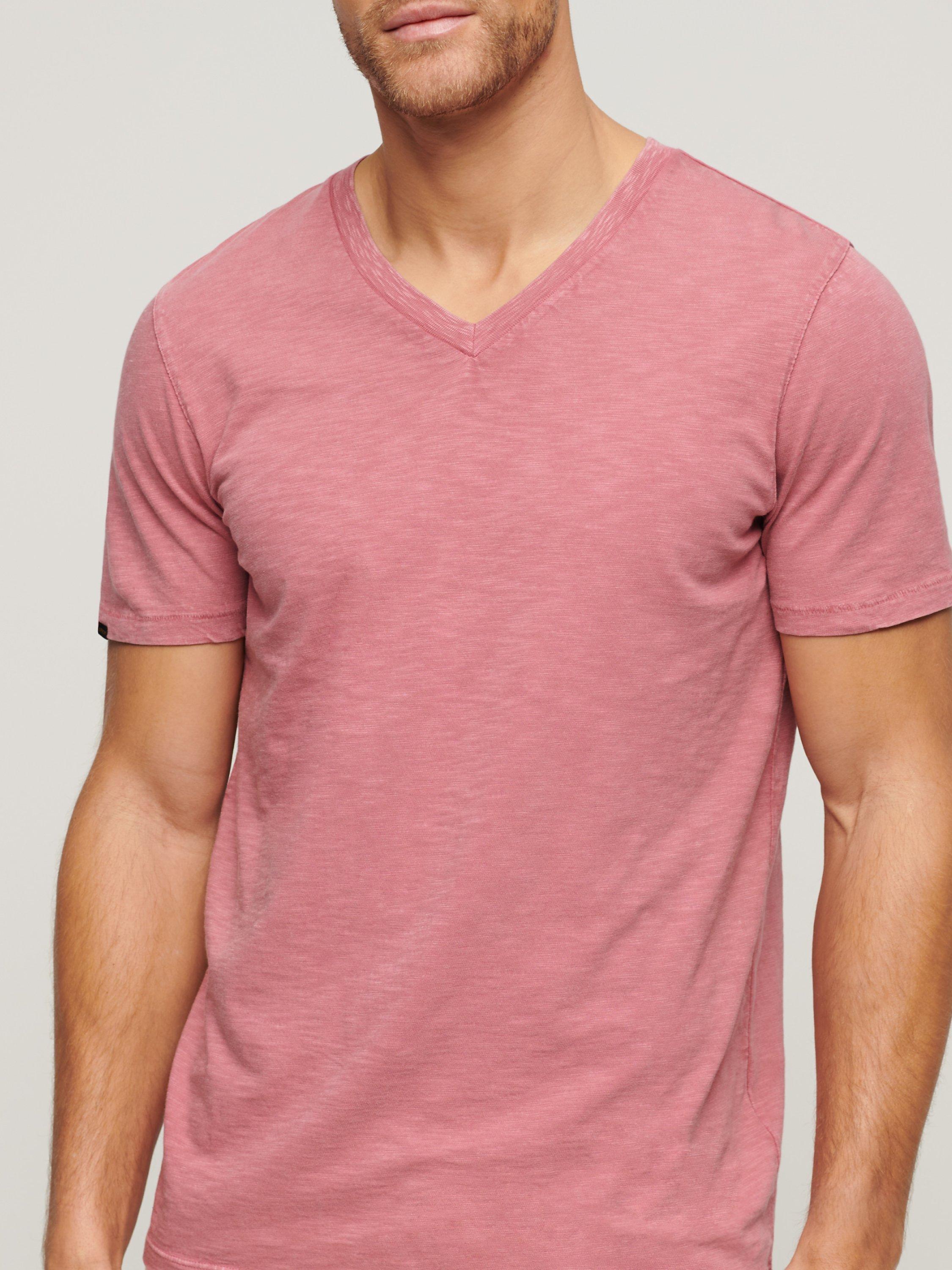Product image 7 of 7, which shows Superdry V-Neck Slub Short Sleeve T-Shirt, Mesa Rose Pink, S