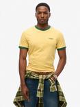 Superdry Organic Cotton Essential Logo Ringer T-Shirt, Canary Yellow/Green