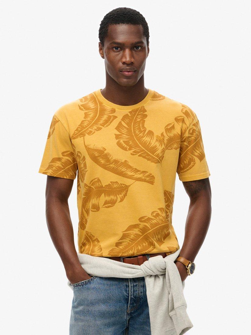 Superdry Vintage Overdyed Feather Print T-Shirt, Desert Yellow