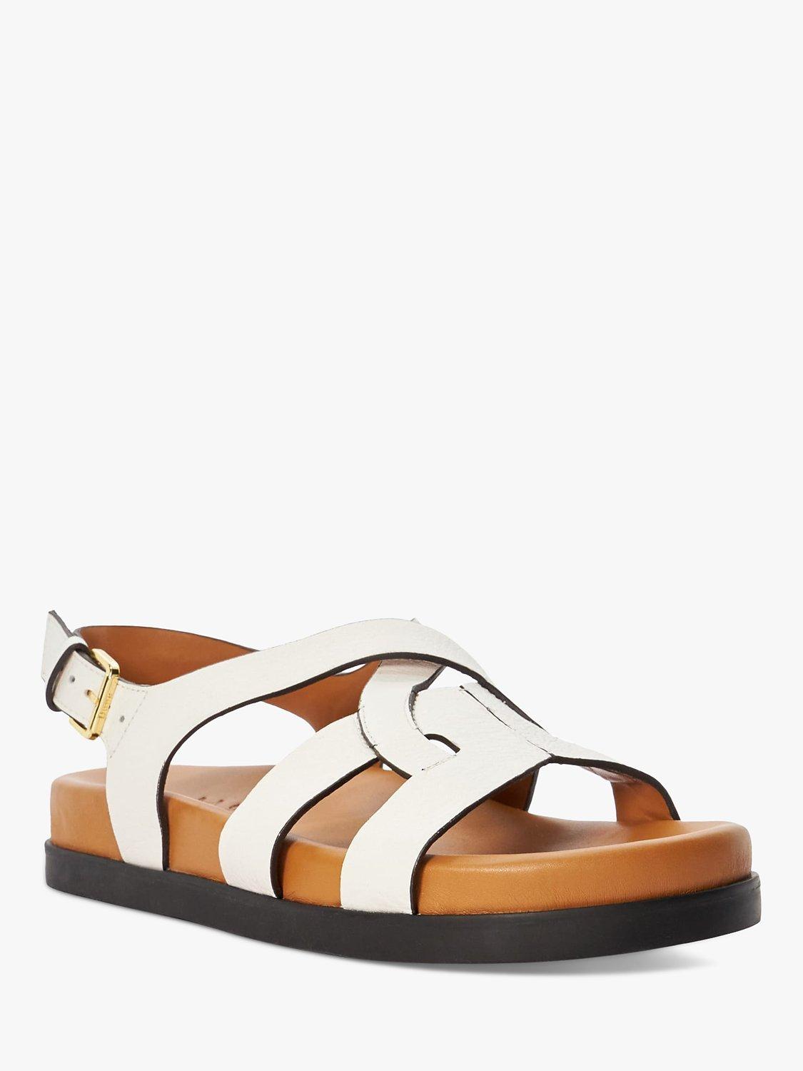 Product image 3 of 5, which shows Dune Loupin Leather Footbed Sandals, White, EU36