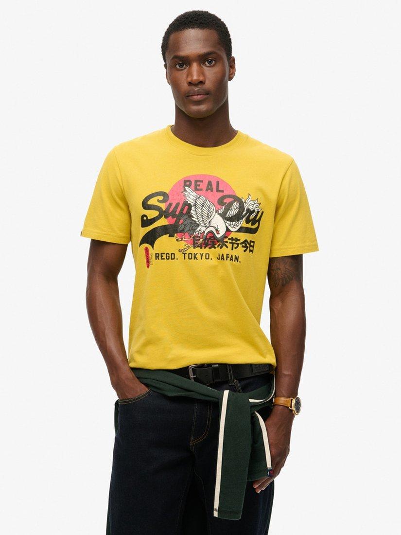 Product image 1 of 7, which shows Superdry Tokyo Graphic T-Shirt, Oil Yellow, S