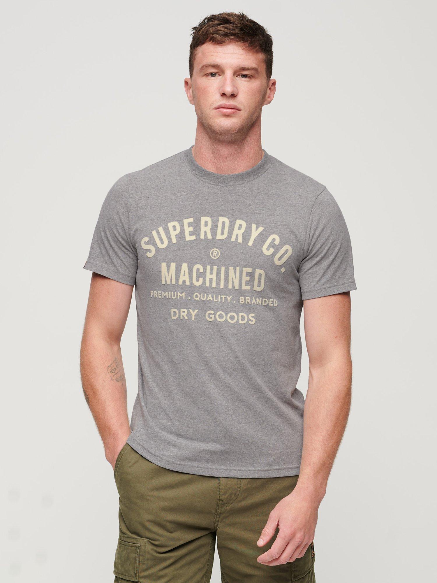 Superdry Workwear Flock Graphic T-Shirt, Ash Grey Marl