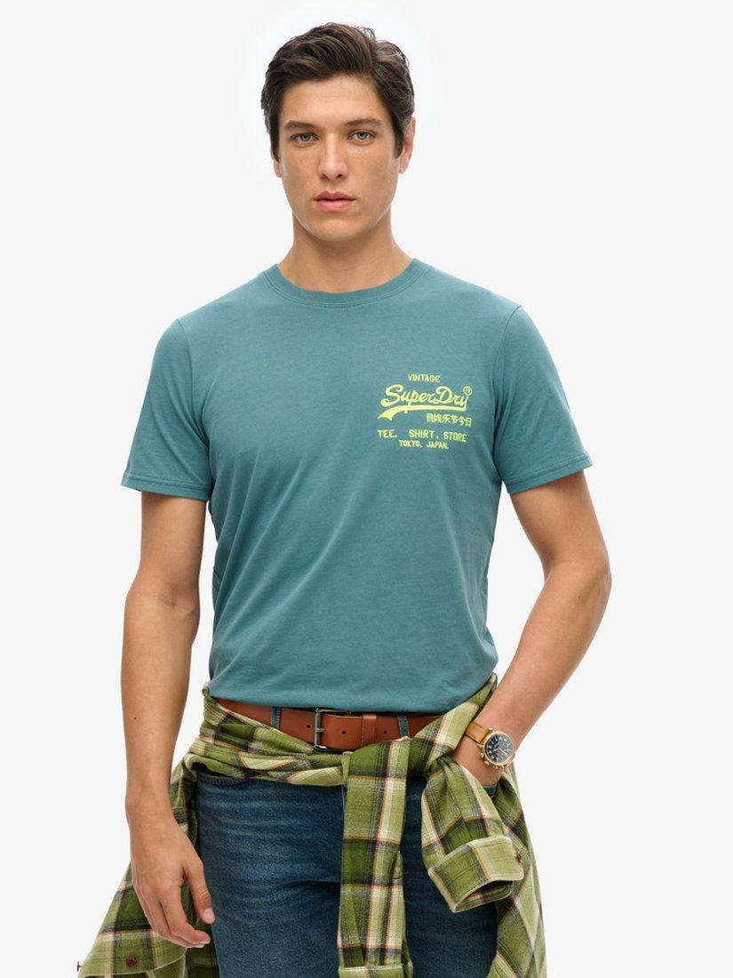 Superdry Neon Vintage Logo T-Shirt, Blue