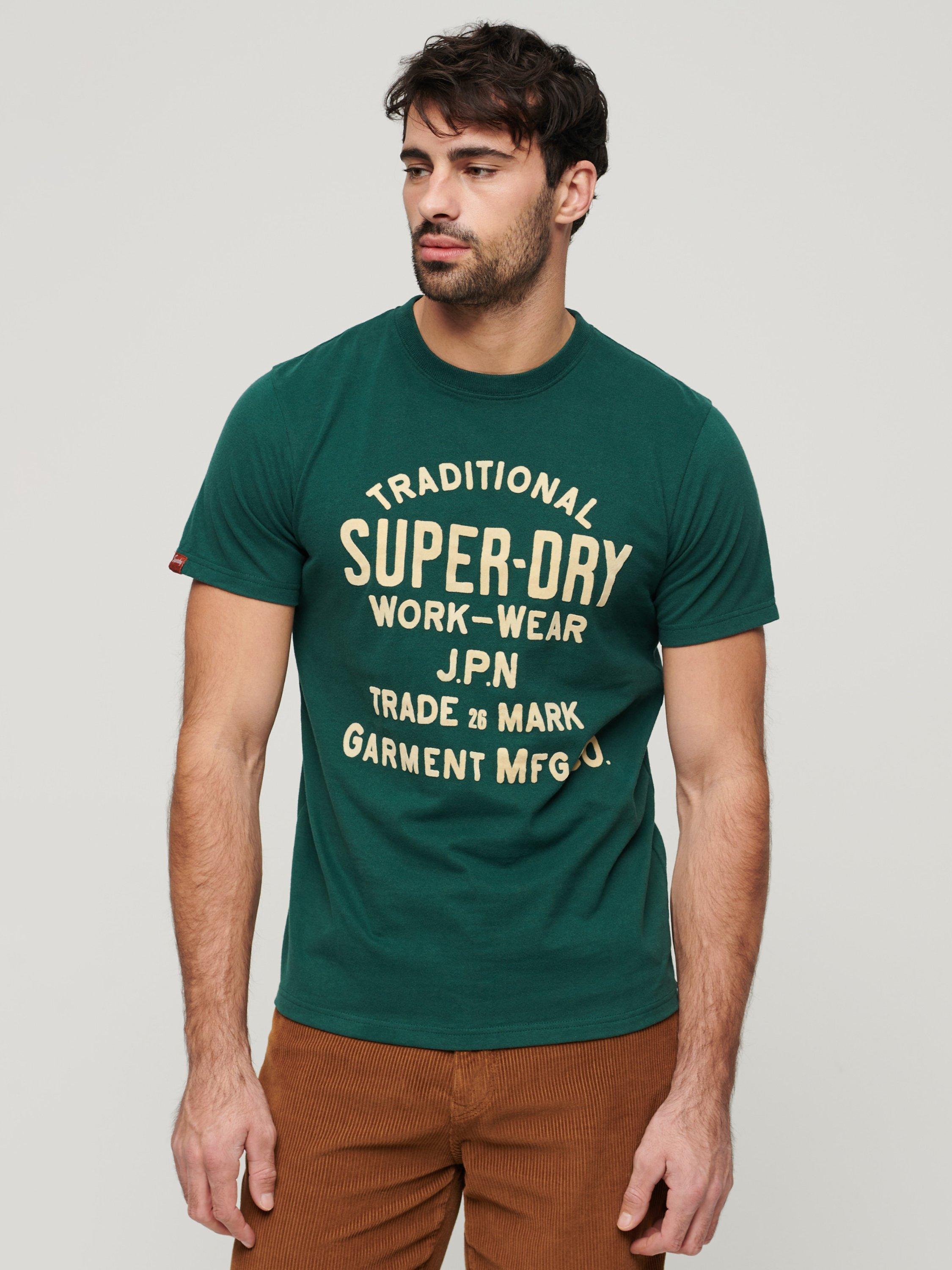 Superdry Workwear Flock Graphic T-Shirt, Bengreen Marl