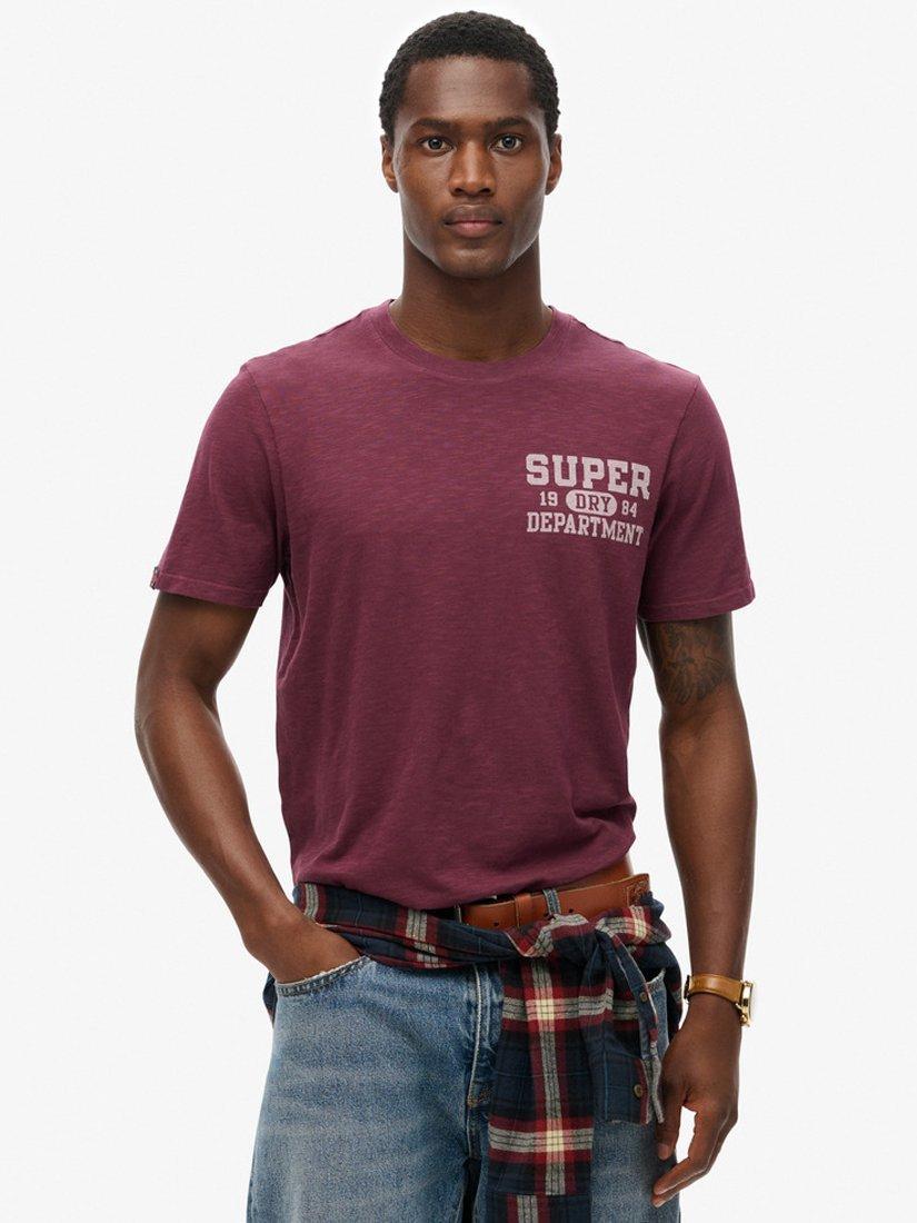 Product image 1 of 5, which shows Superdry Athletic College Graphic T-Shirt, Fig Purple Slub, S