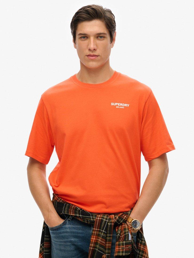 Product image 1 of 7, which shows Superdry Luxury Sport Loose Fit T-Shirt, Cherry Tomato Red, XXL