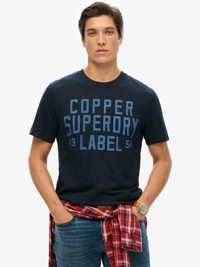 Product image 1 of 7, which shows Superdry Copper Label Chest Graphic T-Shirt, Navy, S