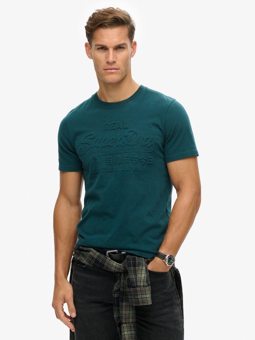 Superdry Vintage Logo Embossed T-Shirt, Dark Pine Green