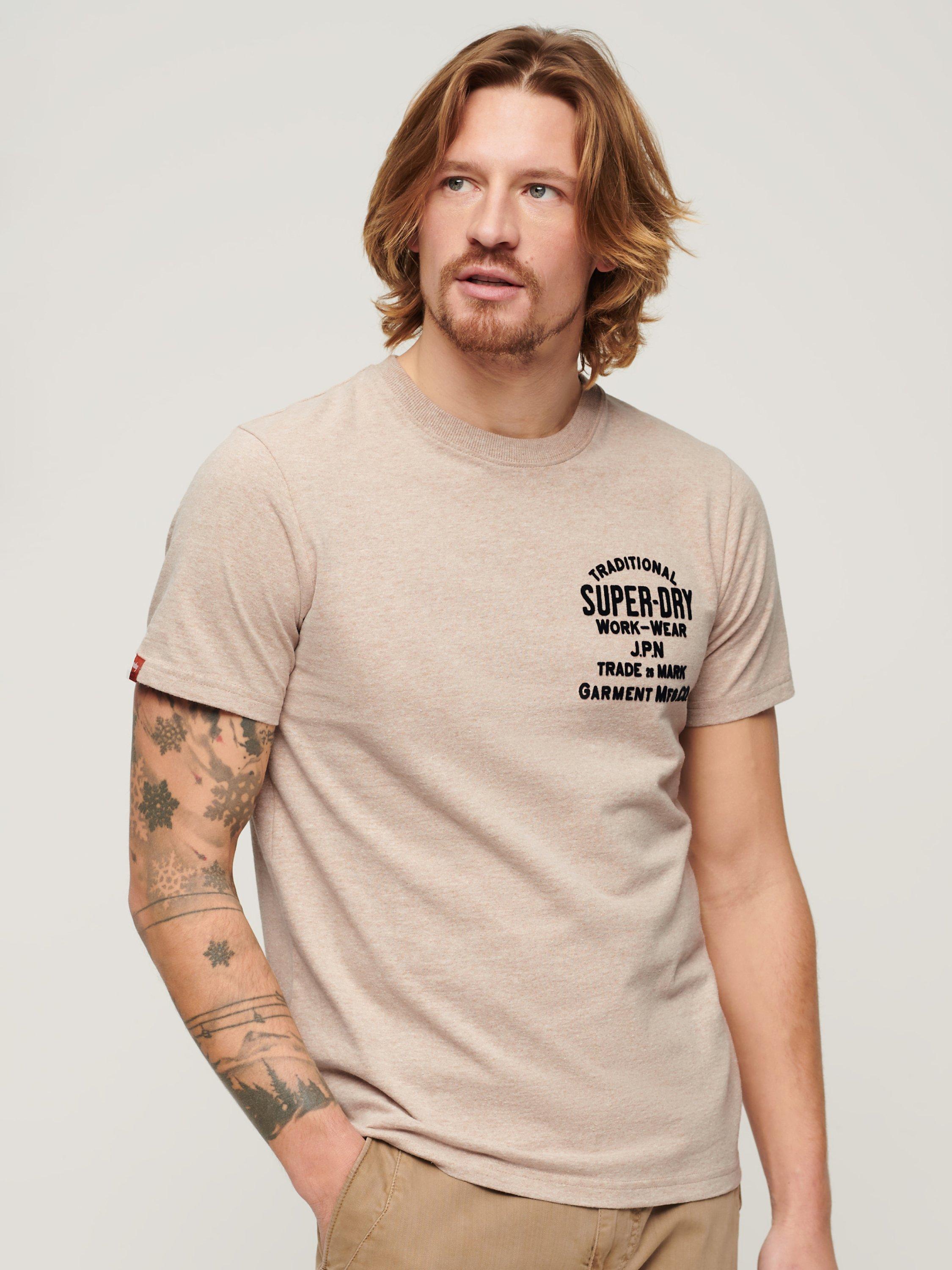 Superdry Workwear Flock Graphic T-Shirt, Lavin Beige Marl