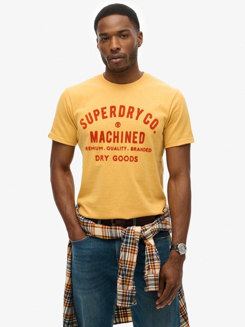 Superdry Workwear Flock Graphic T-Shirt, Amber Yellow Marl