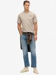 Superdry Luxury Sport Loose Fit T-Shirt, Deep Beige Slub