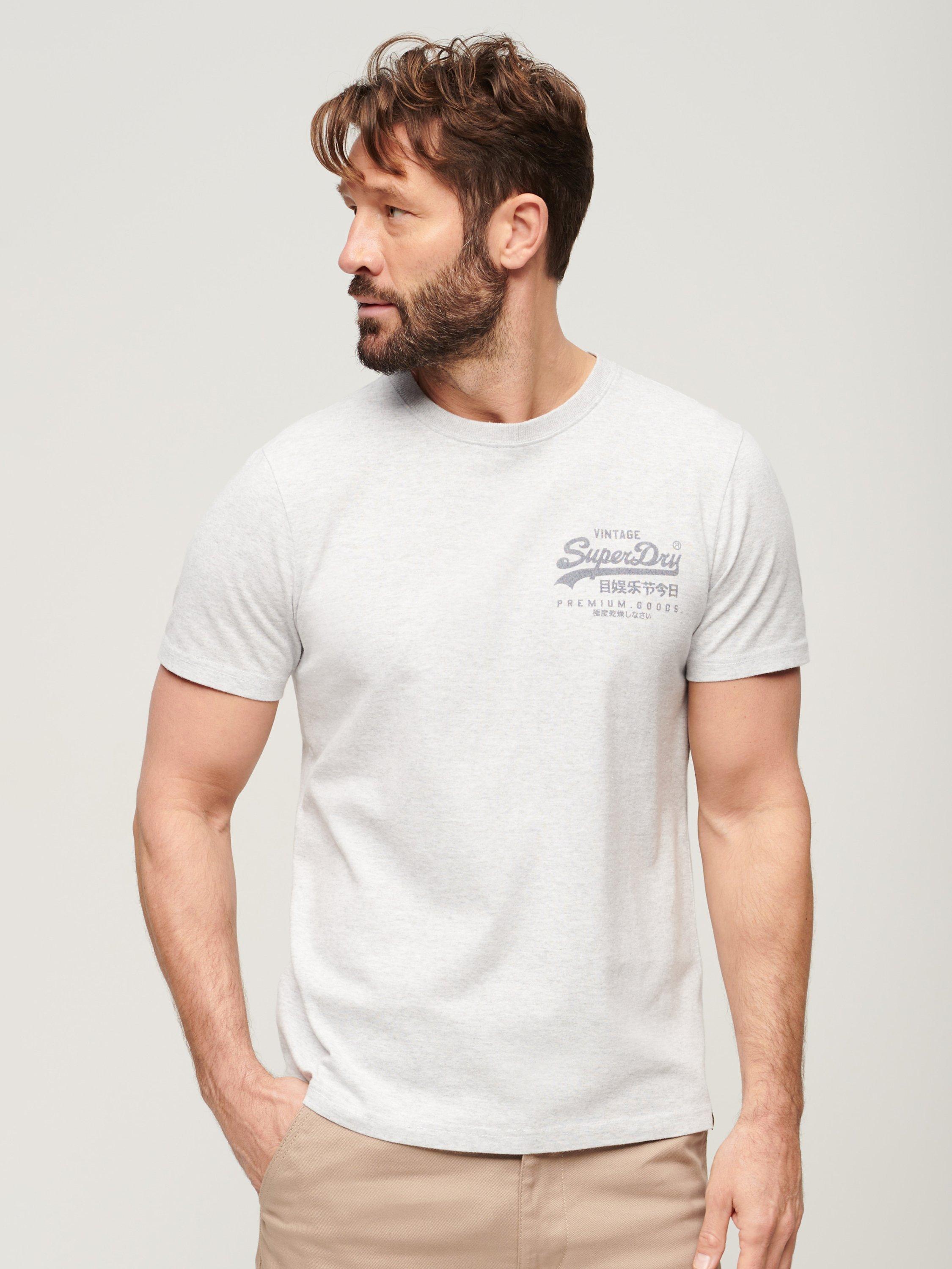 Product image 1 of 5, which shows Superdry Vintage Logo Heritage Chest T-Shirt, Flake Grey Marl, S