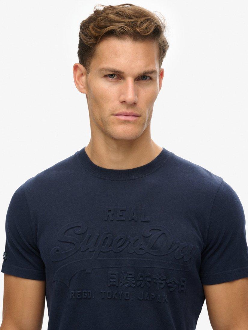 Superdry Embossed Vintage Logo T-Shirt, Nautical Navy, S