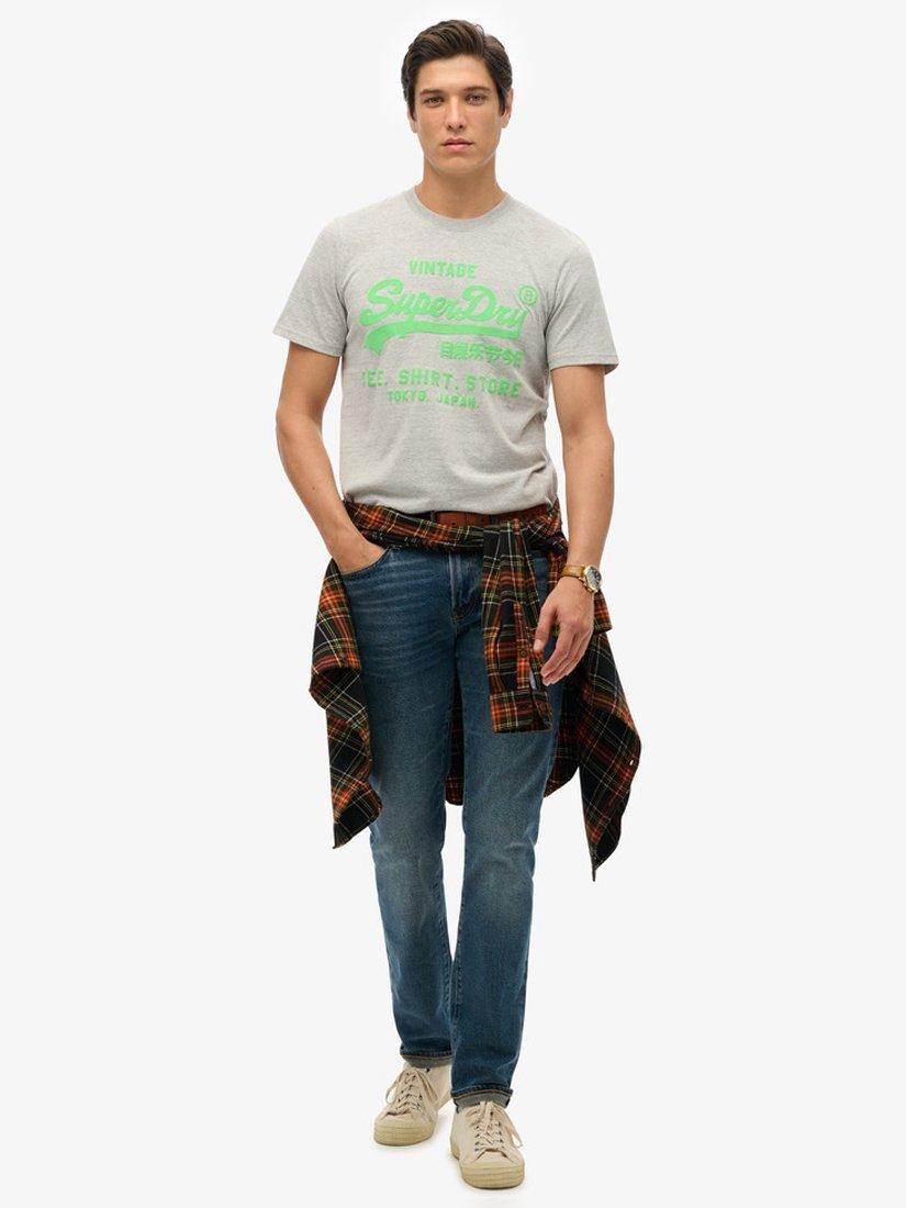 Product image 3 of 6, which shows Superdry Neon Vintage Logo T-Shirt, Athletic Grey Marl, S