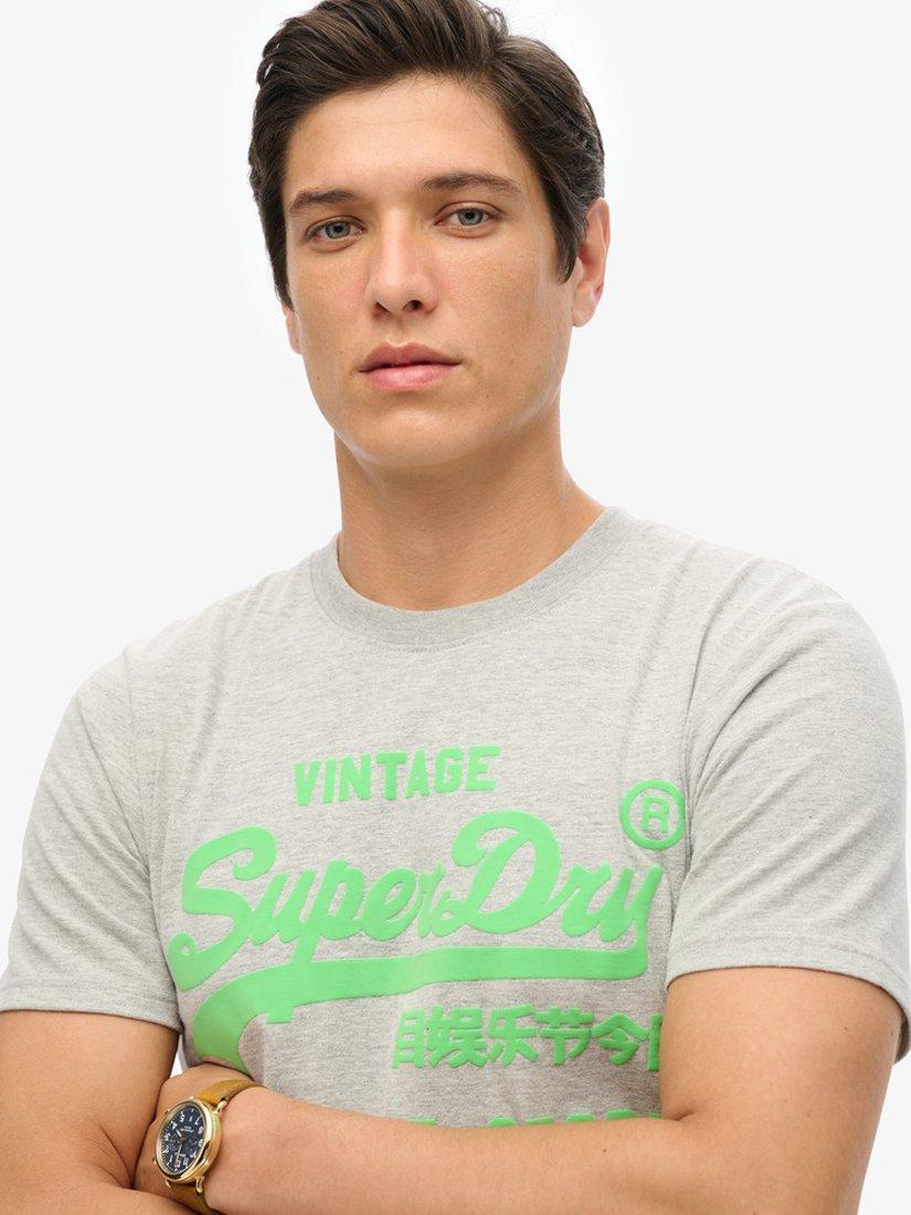 Product image 5 of 6, which shows Superdry Neon Vintage Logo T-Shirt, Athletic Grey Marl, S