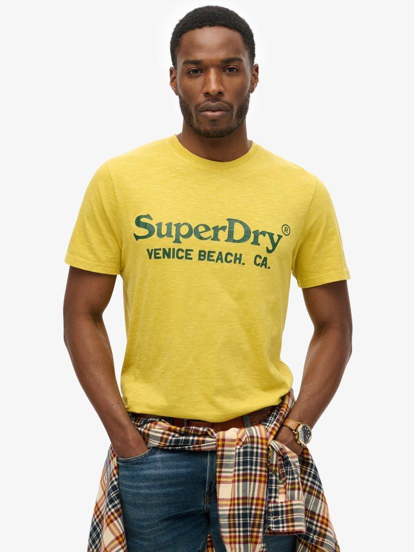 Product image 1 of 6, which shows Superdry Venue Classic Logo T-Shirt, Oil Yellow Slub, S