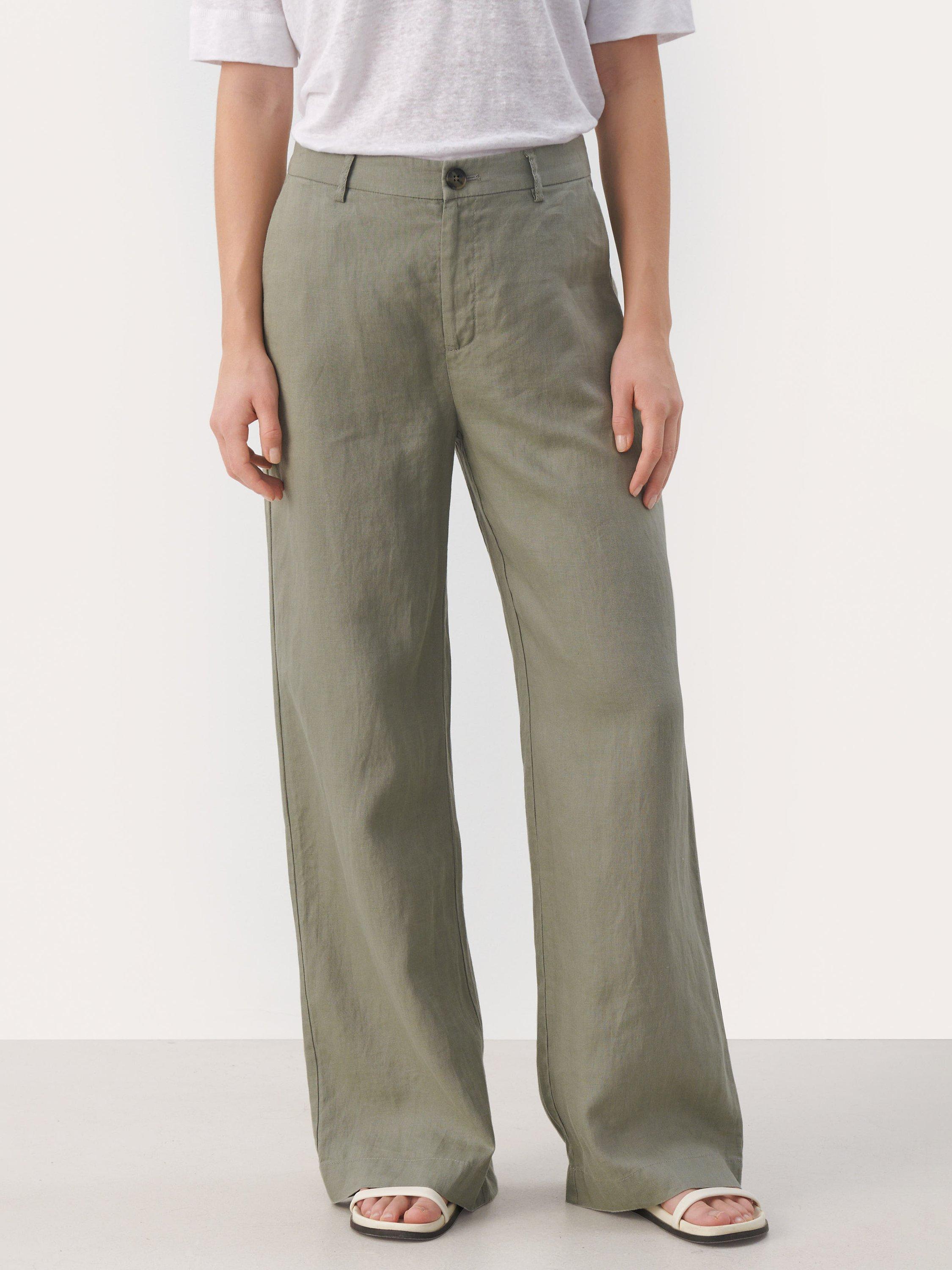 Part Two Ninnes Wide Leg Linen Trousers, Vetiver