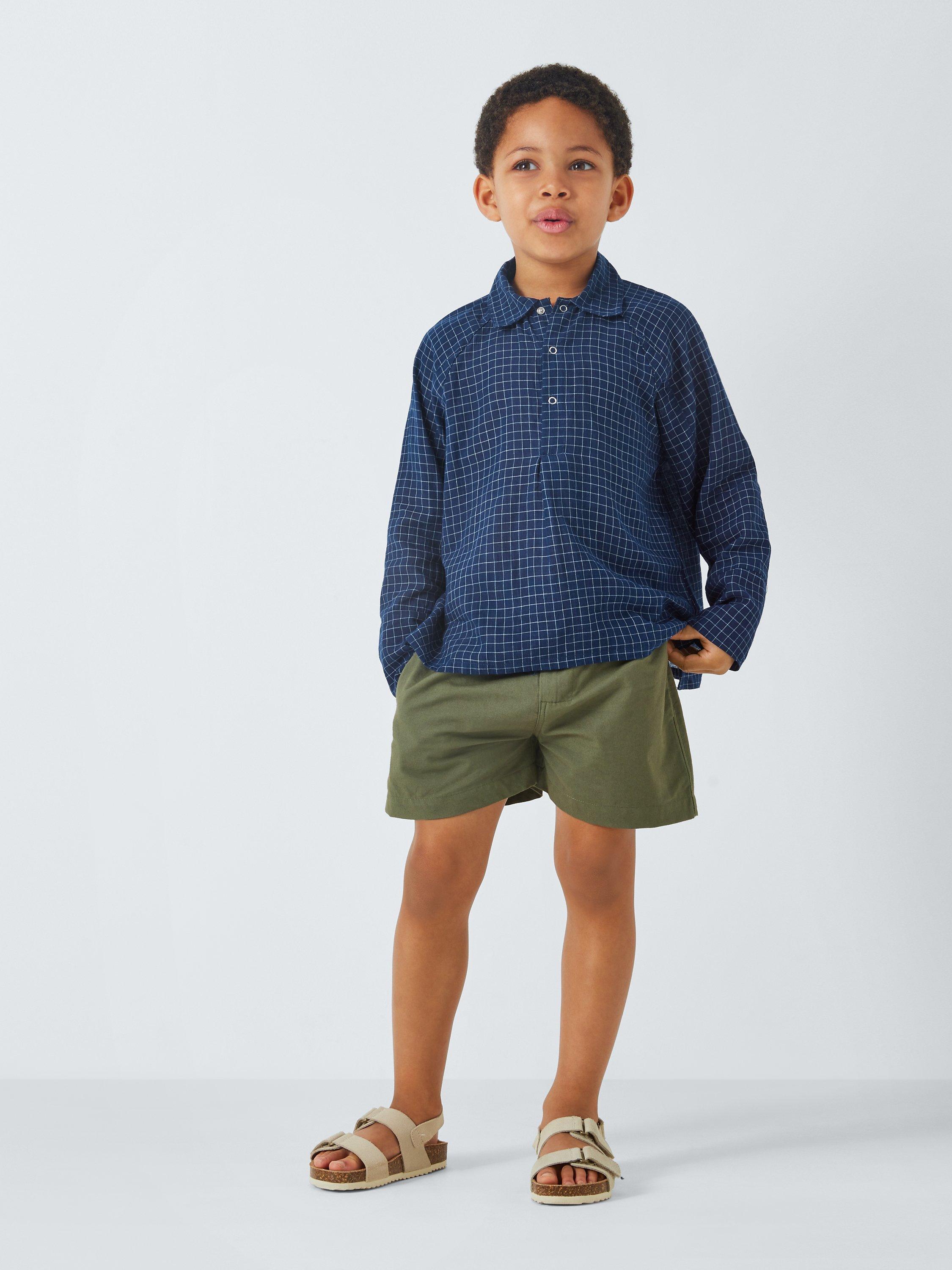 Product image 2 of 8, which shows Caramel Kids' Burdock Check Shirt, Navy, 3 years