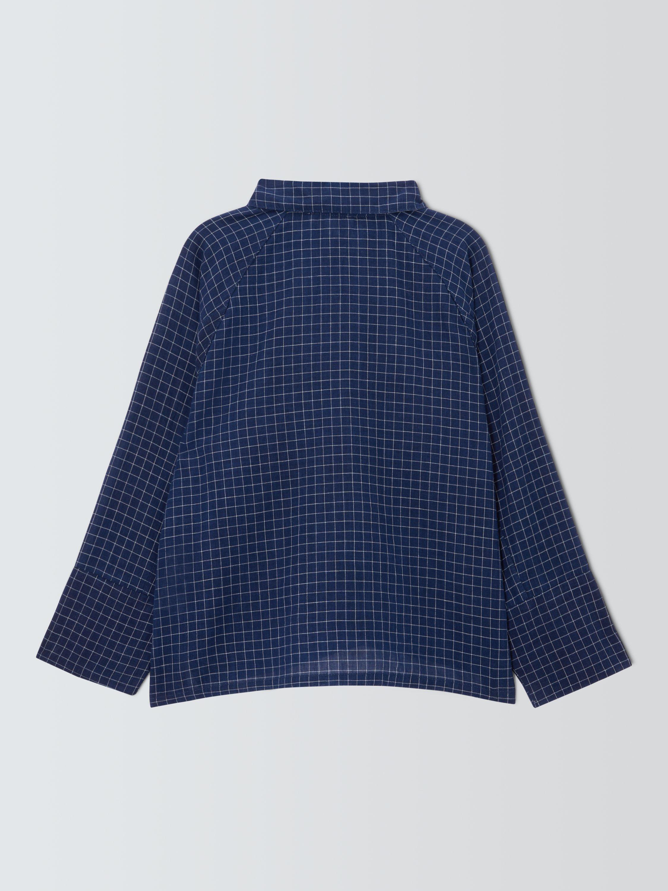 Product image 7 of 8, which shows Caramel Kids' Burdock Check Shirt, Navy, 3 years