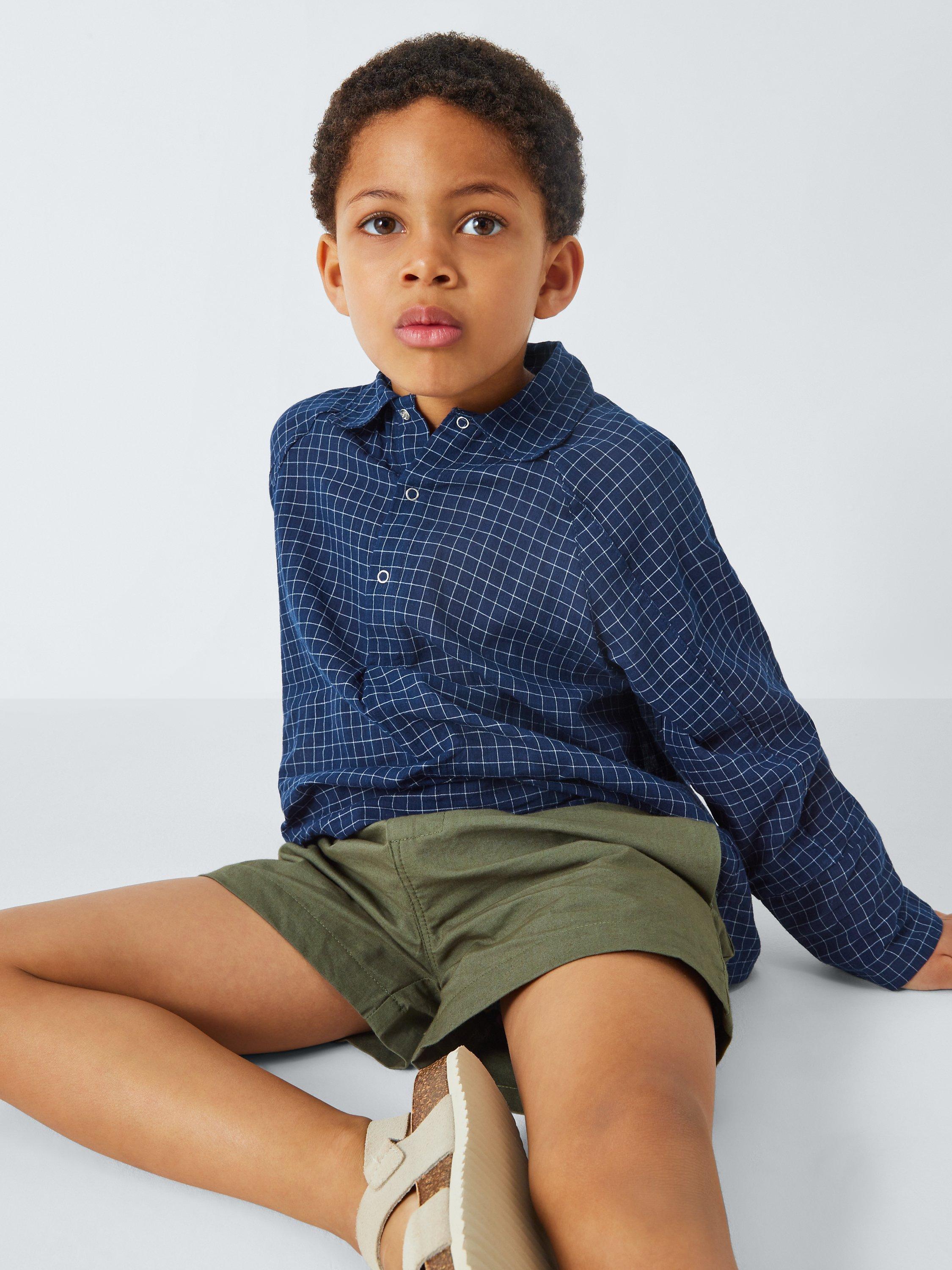 Product image 4 of 8, which shows Caramel Kids' Burdock Check Shirt, Navy, 3 years