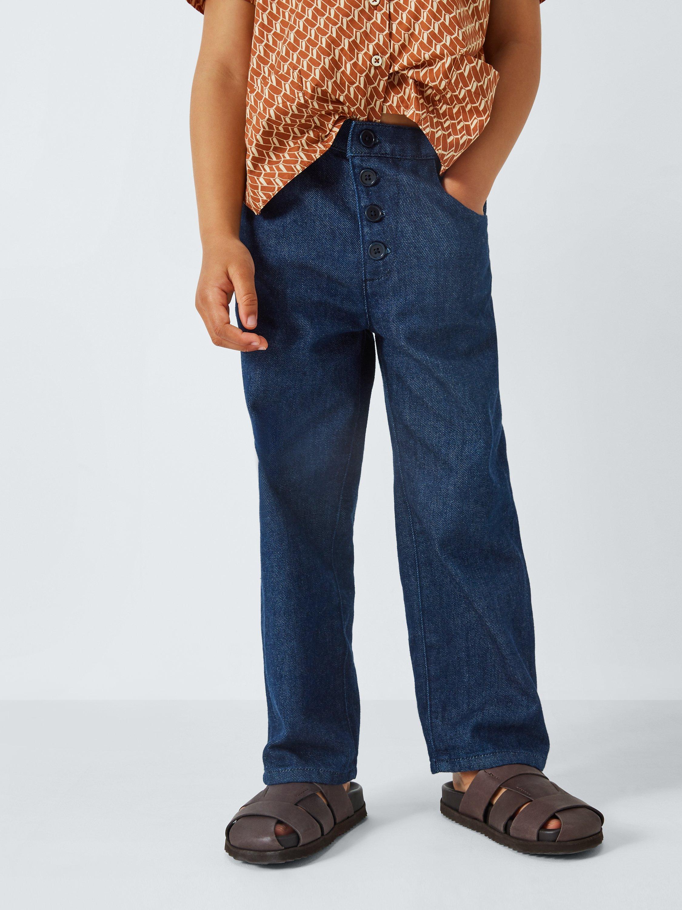 Product image 1 of 7, which shows Caramel Kids' Erodium Straight Leg Trousers, Blue, 4 years