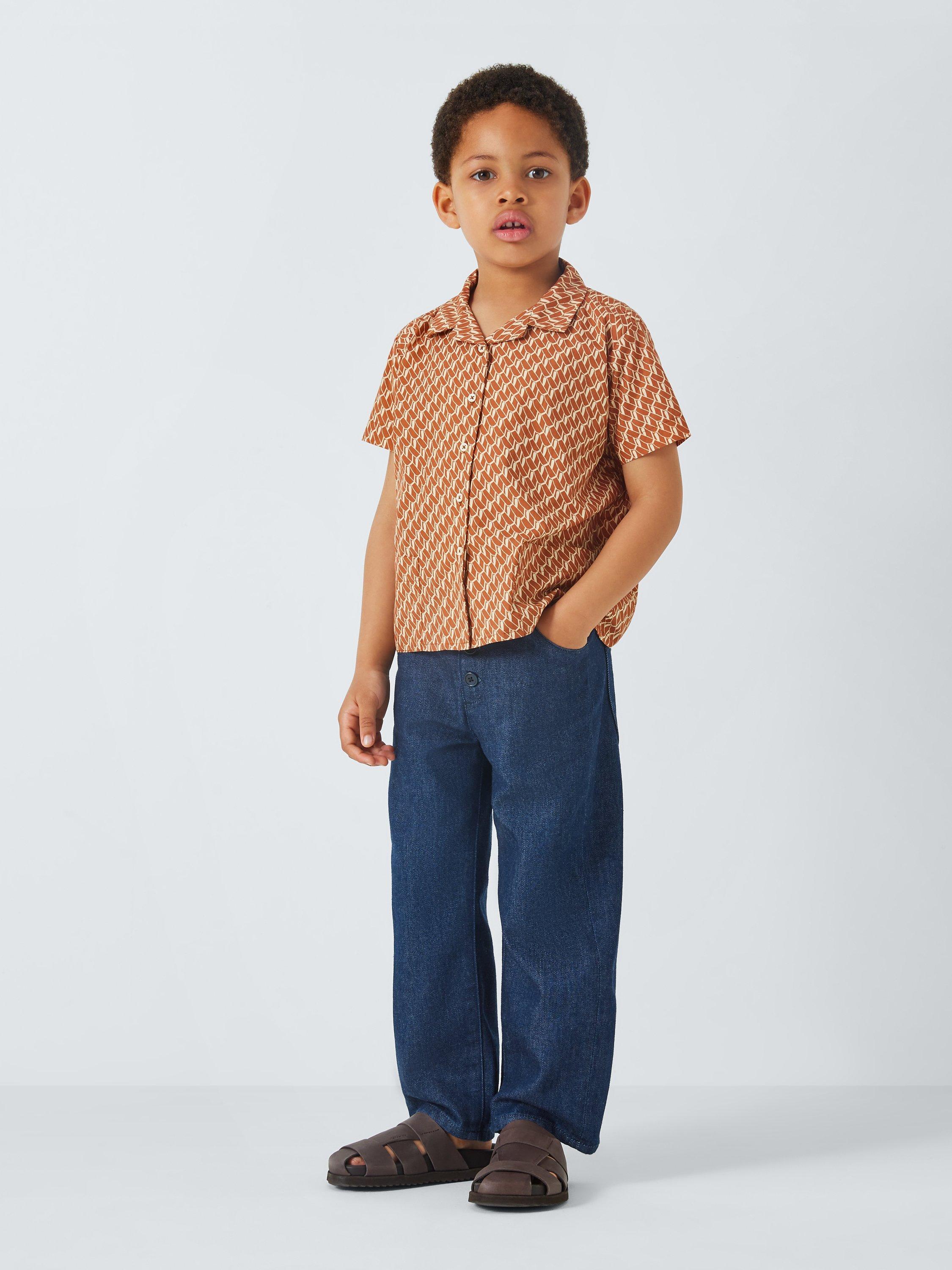 Product image 2 of 7, which shows Caramel Kids' Erodium Straight Leg Trousers, Blue, 4 years