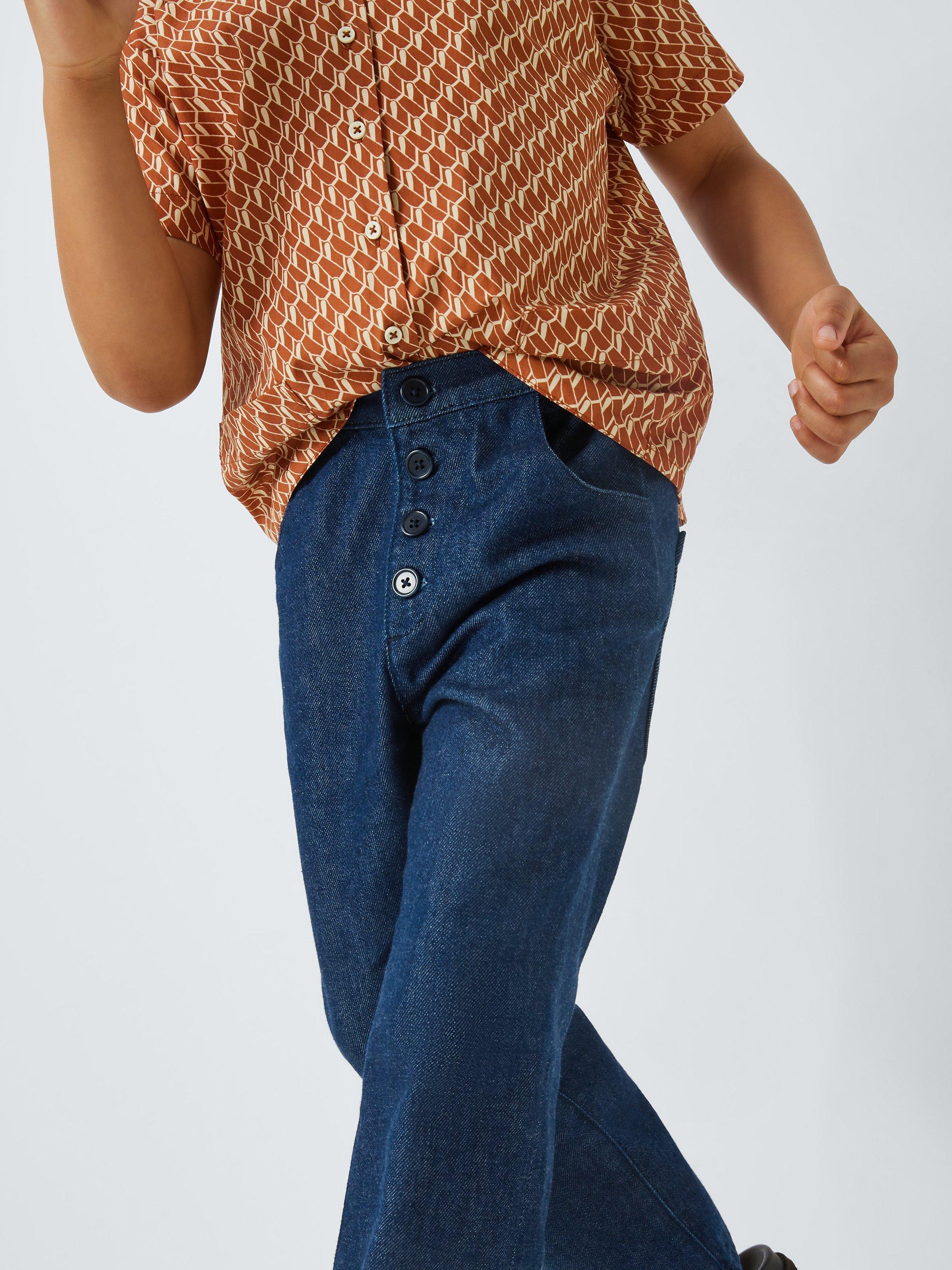 Product image 4 of 7, which shows Caramel Kids' Erodium Straight Leg Trousers, Blue, 4 years