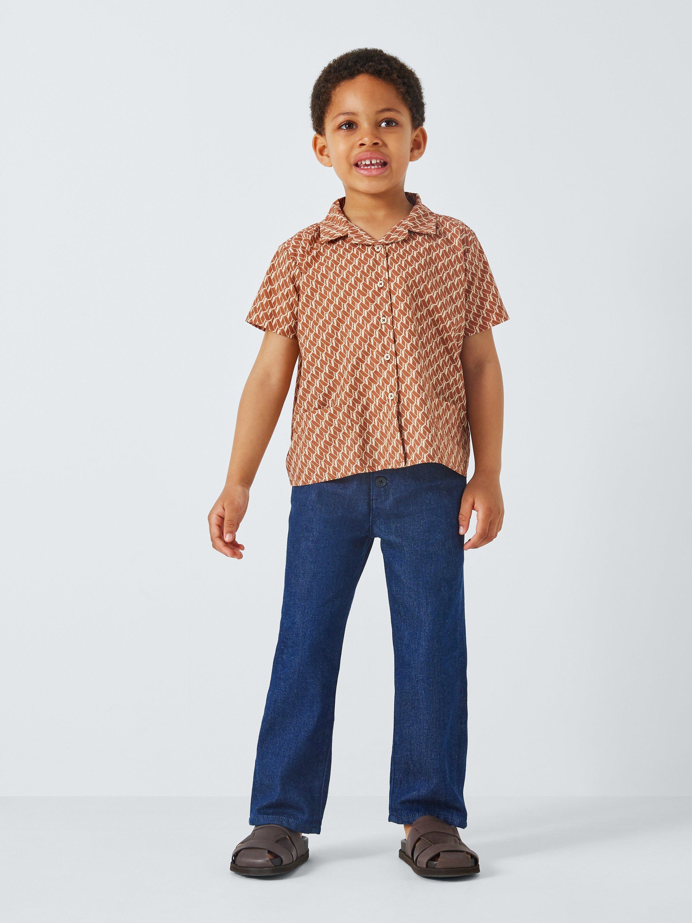 Caramel Kids' Bamboo Geometric Shirt, Orange, 3 years