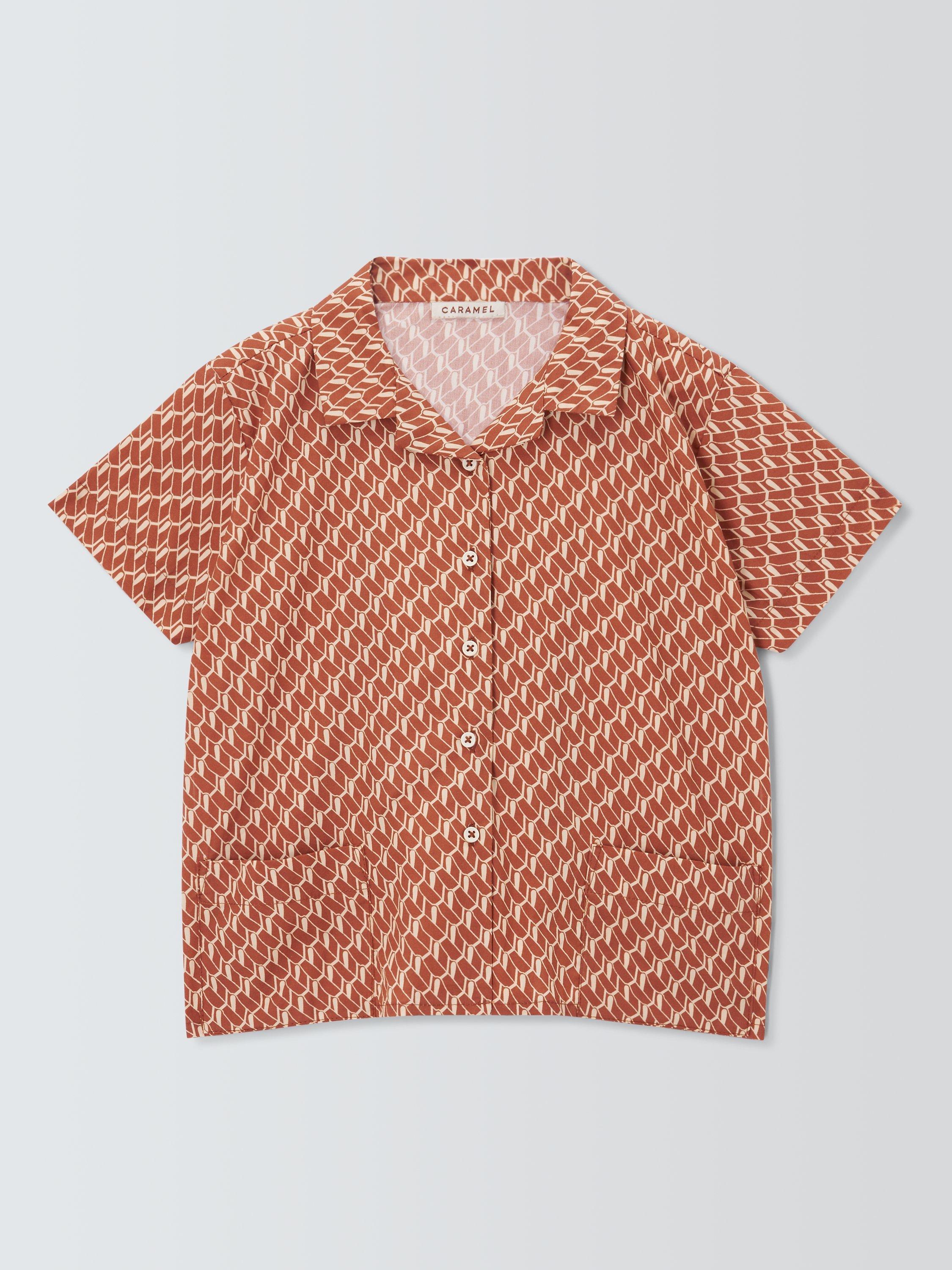 Product image 3 of 8, which shows Caramel Kids' Bamboo Geometric Shirt, Orange, 3 years
