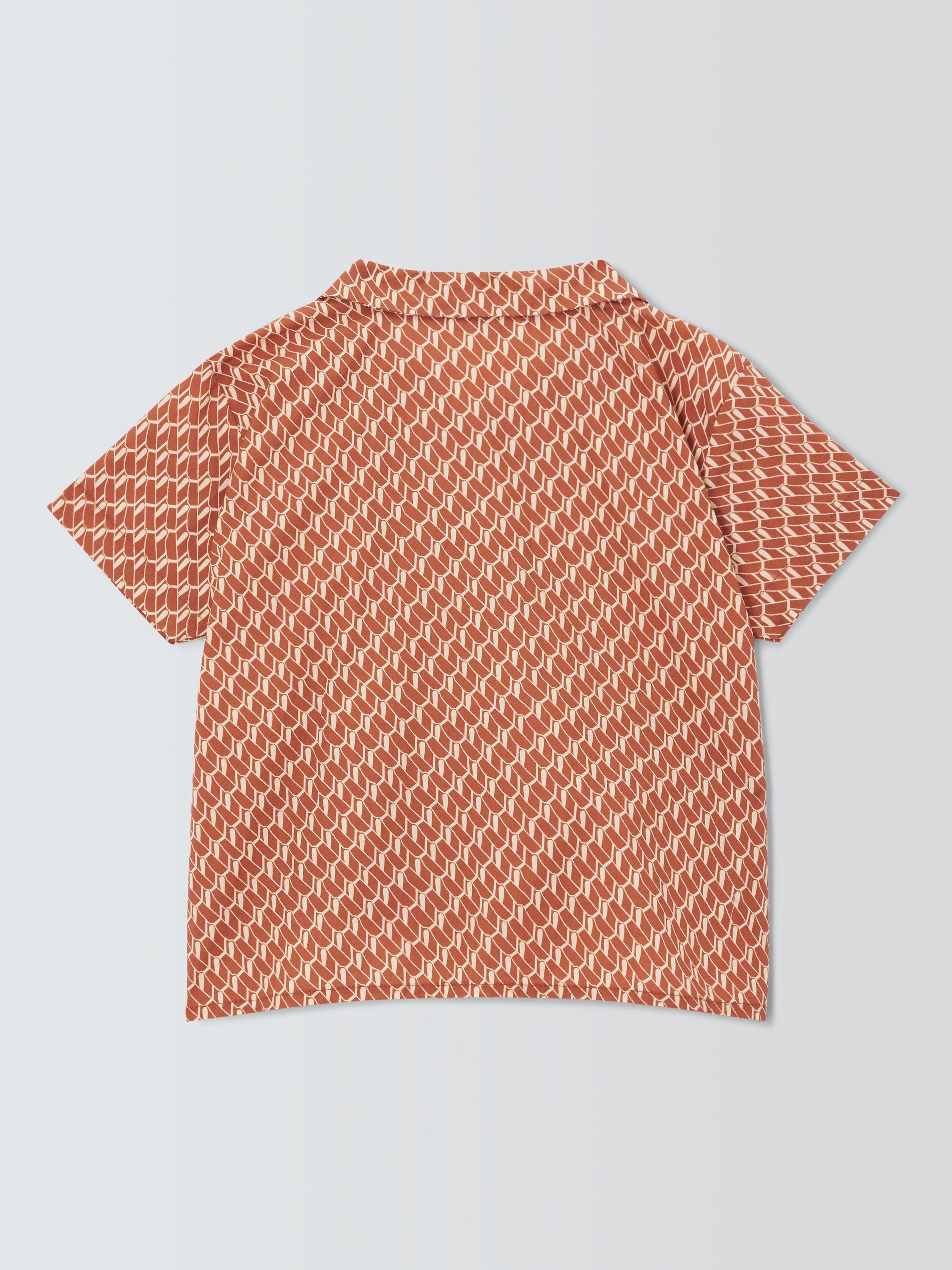 Product image 7 of 8, which shows Caramel Kids' Bamboo Geometric Shirt, Orange, 3 years