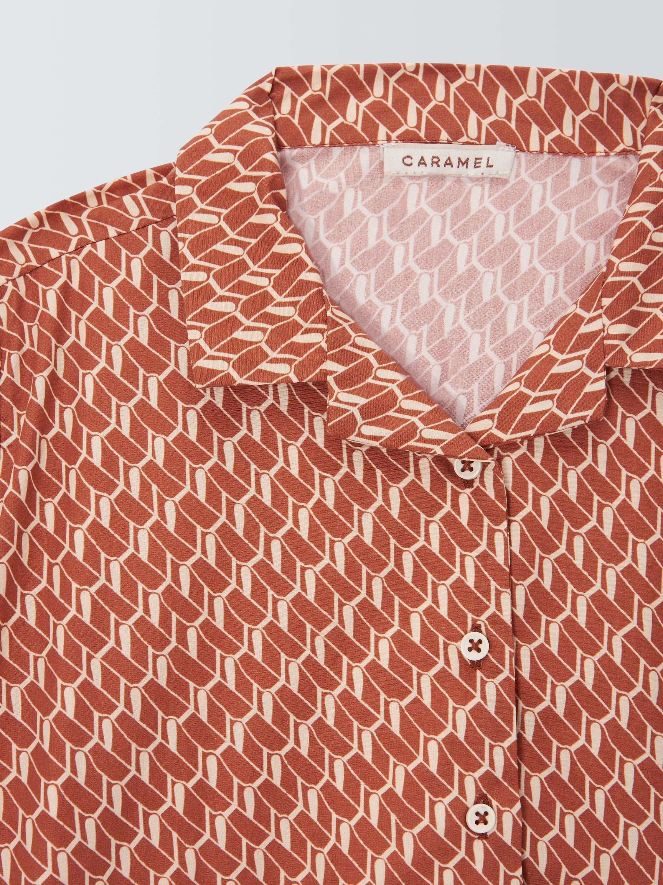 Product image 5 of 8, which shows Caramel Kids' Bamboo Geometric Shirt, Orange, 3 years