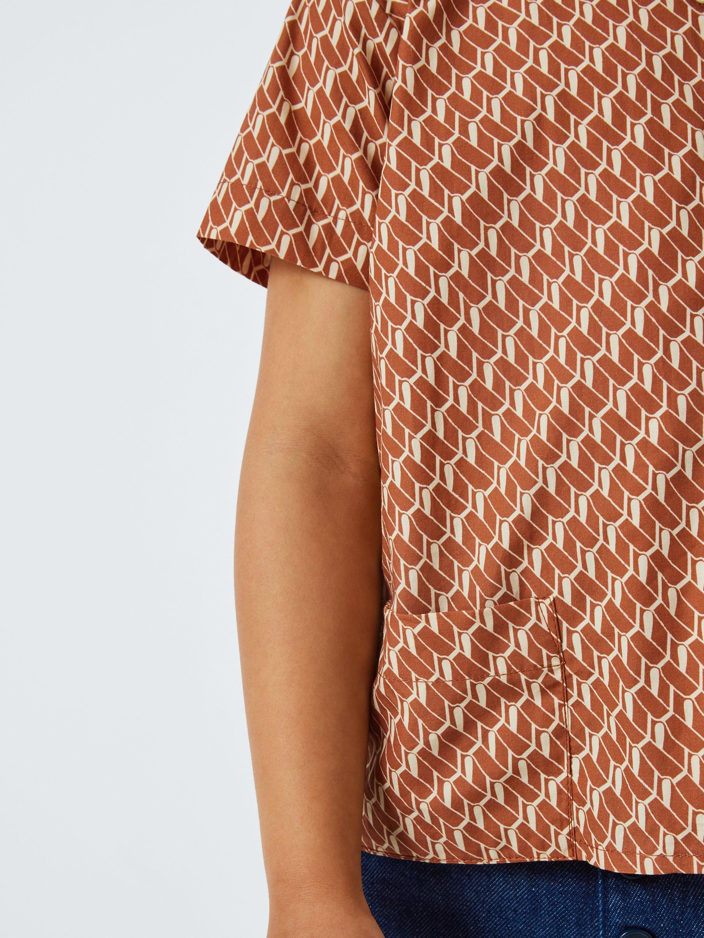 Product image 6 of 8, which shows Caramel Kids' Bamboo Geometric Shirt, Orange, 3 years