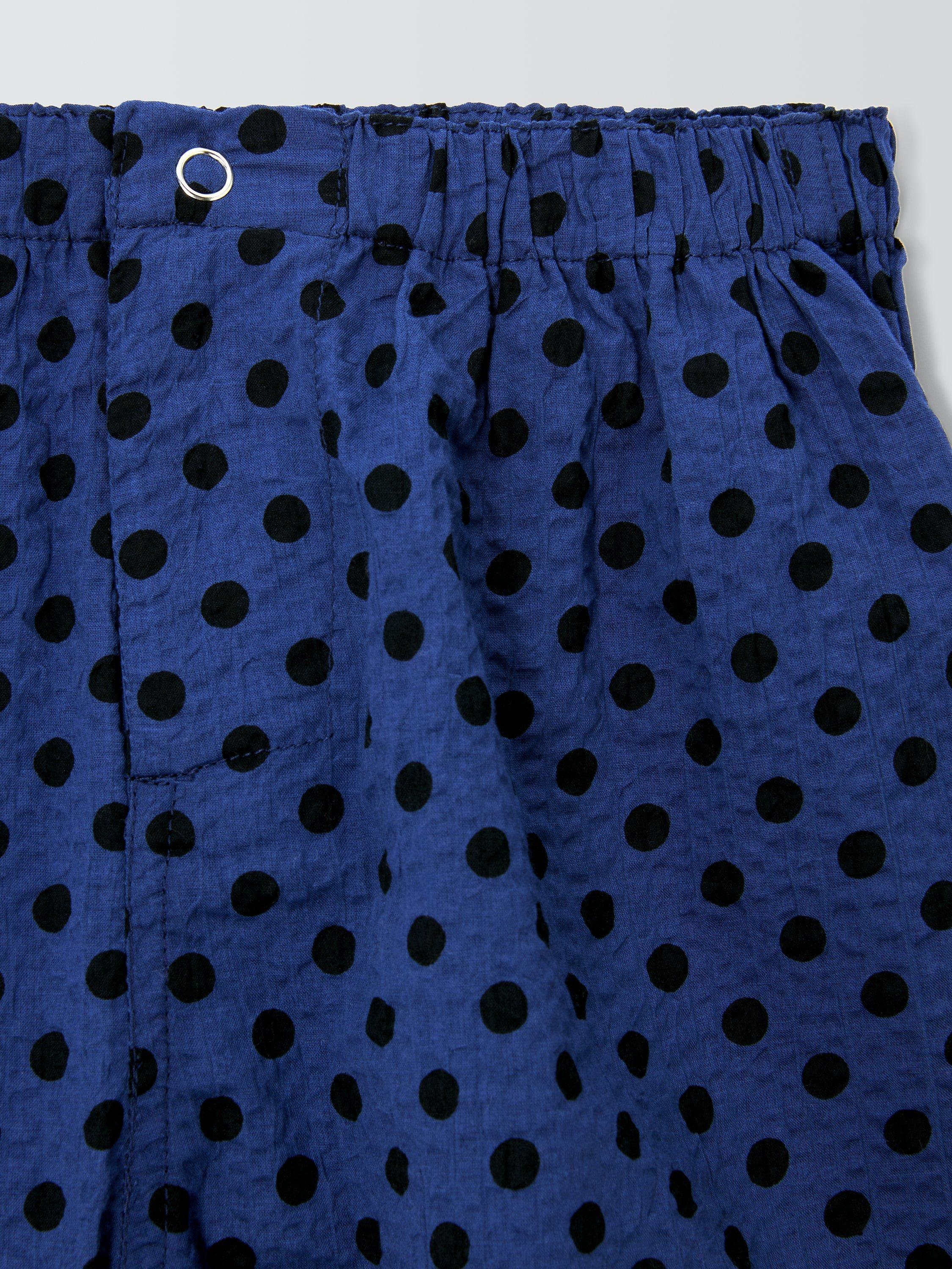 Product image 5 of 7, which shows Caramel Kids' Apium Polka Dot Shorts, Navy, 3 years