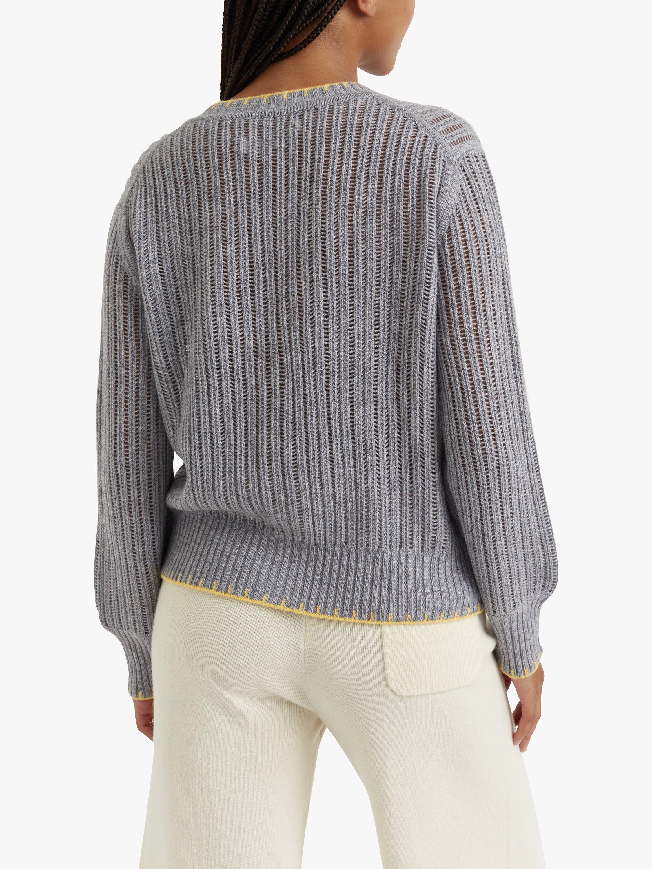 Product image 2 of 4, which shows Chinti & Parker Cashmere Summer Stitch Cardigan, Grey, XL