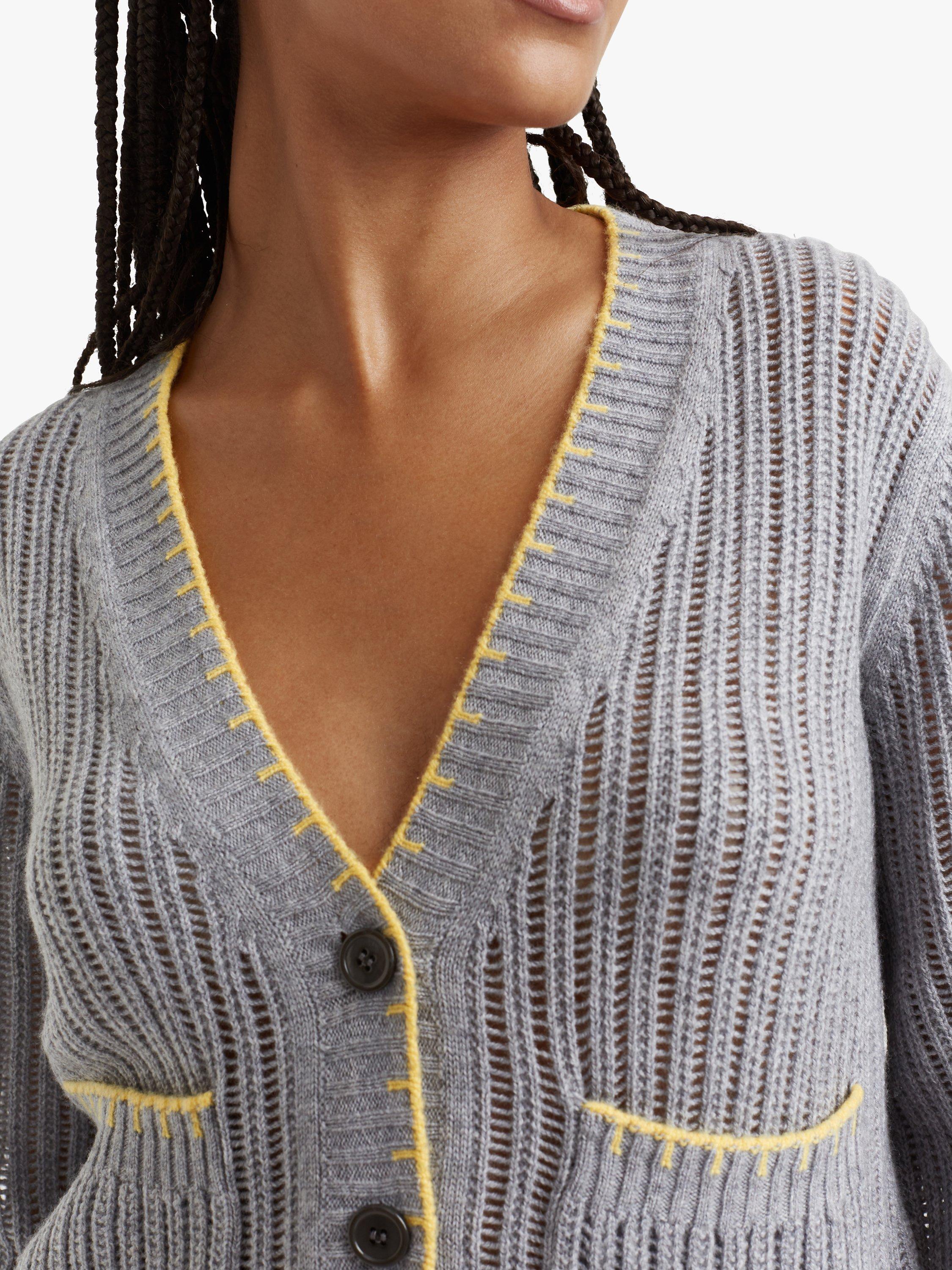 Product image 4 of 4, which shows Chinti & Parker Cashmere Summer Stitch Cardigan, Grey, XL