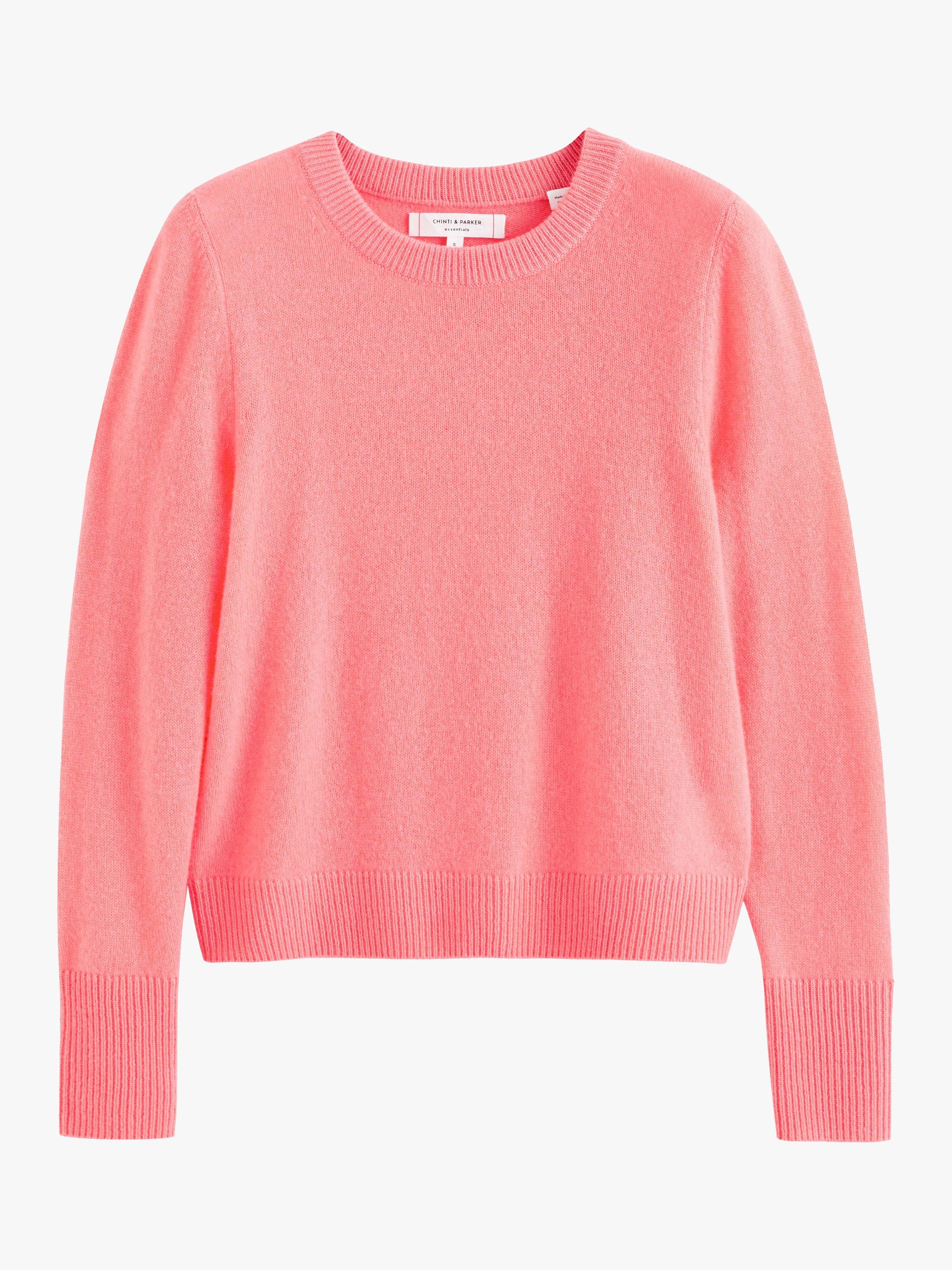 Product image 3 of 3, which shows Chinti & Parker Cropped Cashmere Jumper, Living Coral, XS
